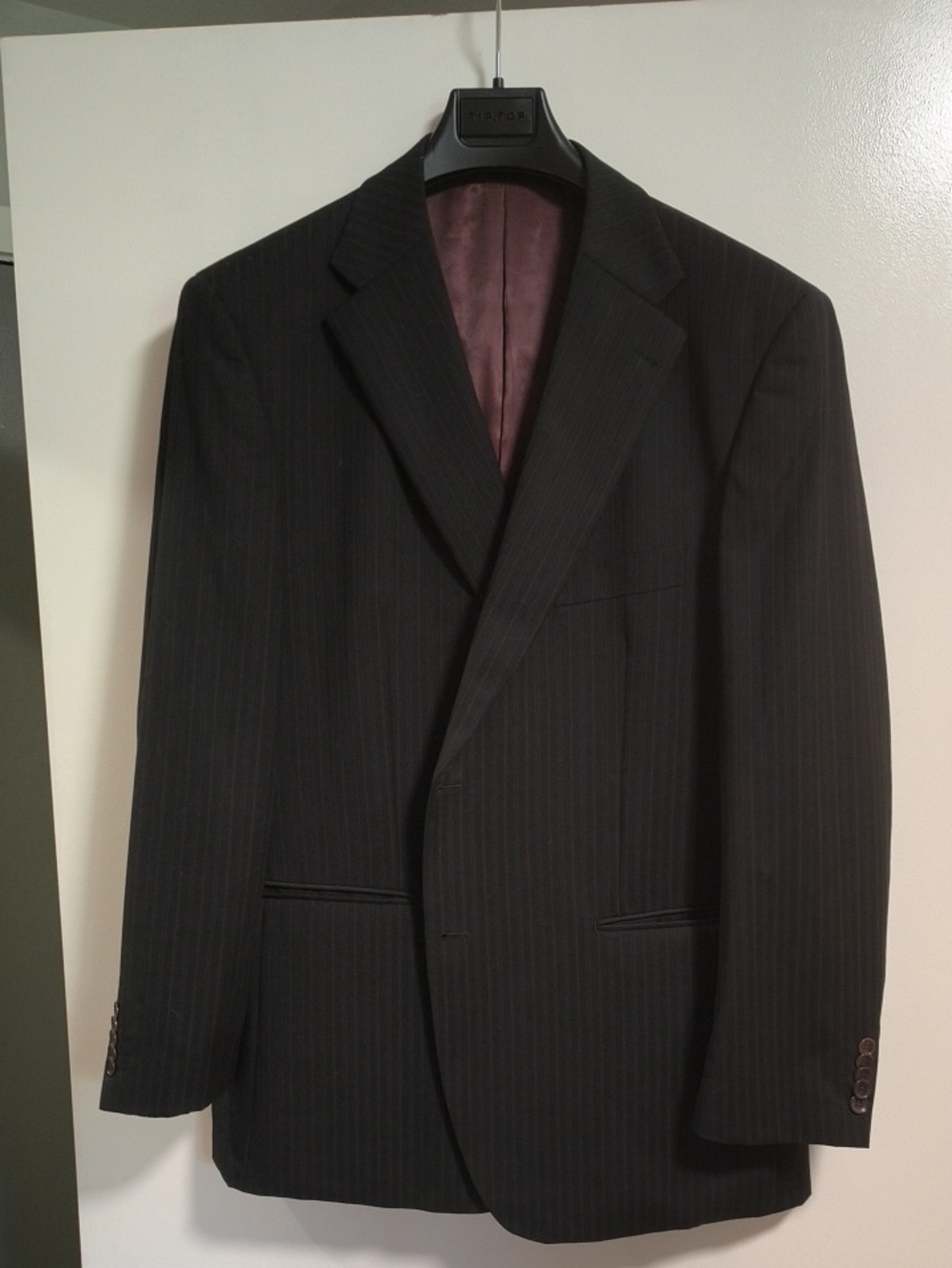 Andrew Fezza-Men's Black Pinstripe Suit Jacket - Classic Tailored Blazer.46R